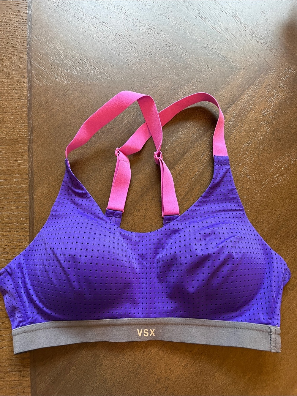 VSX Purple Sports Bra with Pink Straps
